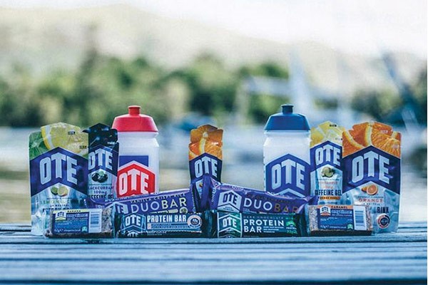 A wide selection of OTE nutrition bars and gels on show